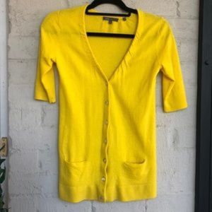 EUC Vince Yellow Cashmere Short Sleeve Cardigan